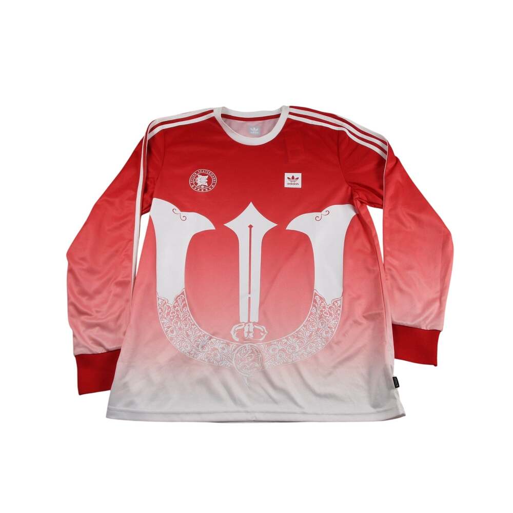 Adidas Shirt Mens Large Red Evisen Skateboards Climalite Long Sleeve Jersey